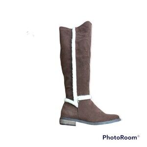 Over the knee faux shearling suede women's boots size 7